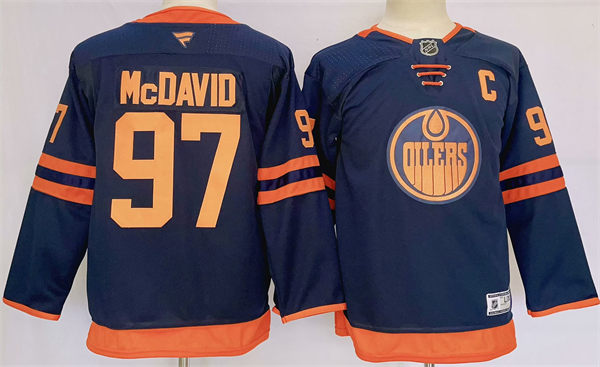 Youth Edmonton Oilers #97 Connor McDavid  Fanatics Navy Alternate Jersey 