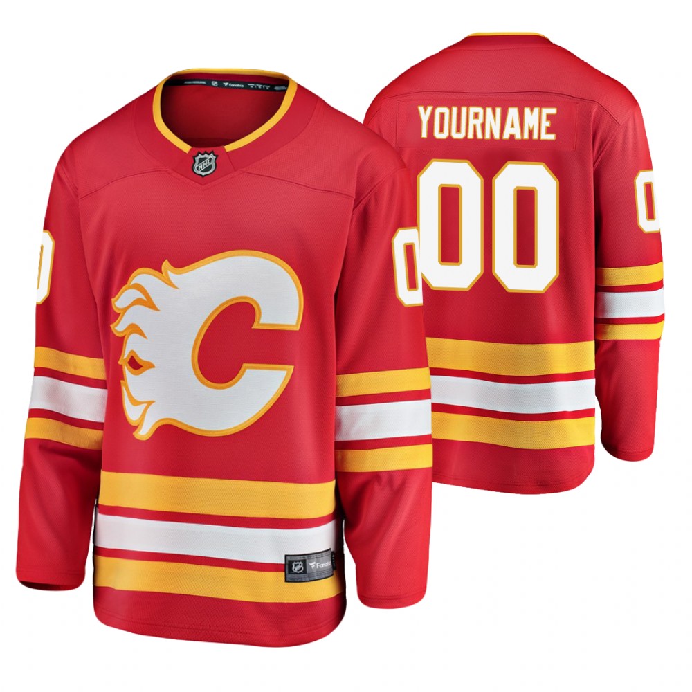 Youth Flames #00 Custom Breakaway Player Alternate Jersey Red