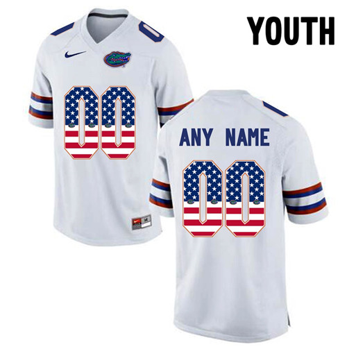 Youth Florida Gators White College Football Custom Limited Jerseys