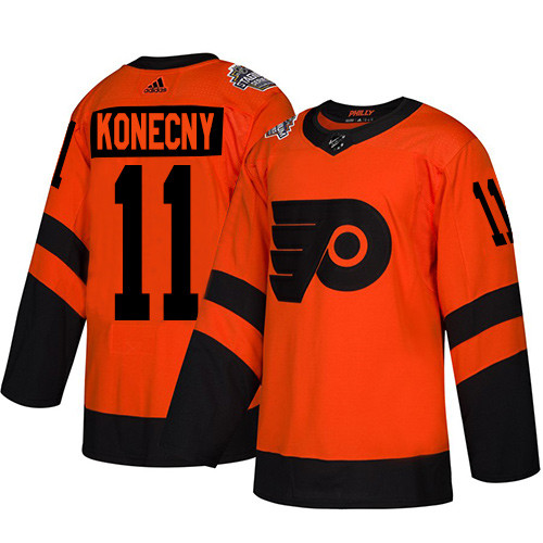 Youth Flyers #11 Travis Konecny Orange Authentic 2019 Stadium Series Stitched Youth Hockey Jersey