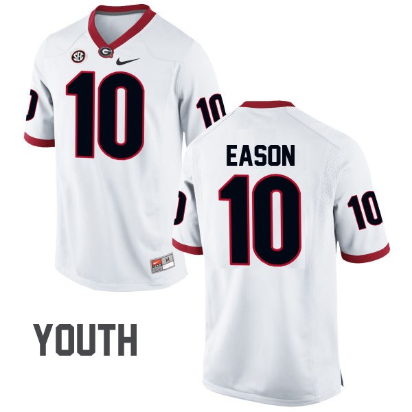 Youth Georgia Bulldogs #10 Jacob Eason White Football Jersey