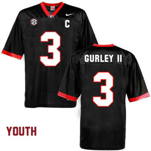 Youth Georgia Bulldogs #3 Todd Gurley II Black Football Jersey