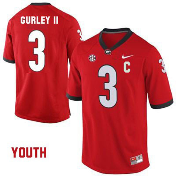Youth Georgia Bulldogs #3 Todd Gurley II Red Football Jersey