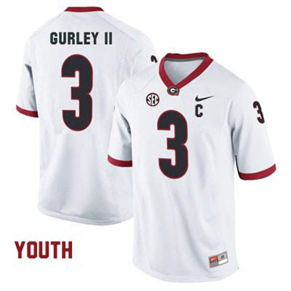 Youth Georgia Bulldogs #3 Todd Gurley II White Football Jersey