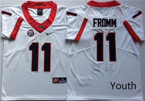 Youth Georgia Bulldogs 11 Jake Fromm White Youth Nike College Football Jersey