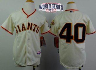 Youth Giants #40 Madison Bumgarner Cream W2014 World Series Patch MLB Jersey