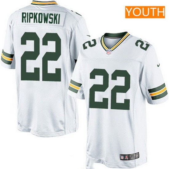 Youth Green Bay Packers #22 Aaron Ripkowski Nike Game Road White NFL Jersey