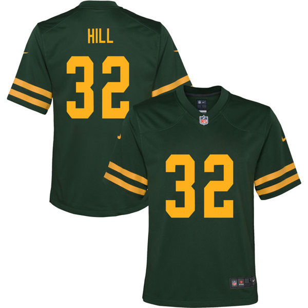 Youth Green Bay Packers #32 Kylin Hill Nike 2021 Green Alternate 1950s Retro Jersey