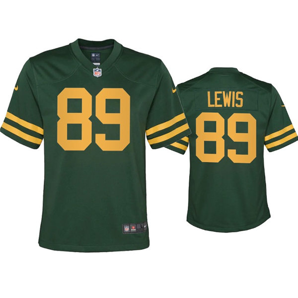 Youth Green Bay Packers #89 Marcedes Lewis Nike 2021 Green Alternate Retro 1950s Throwback Jersey