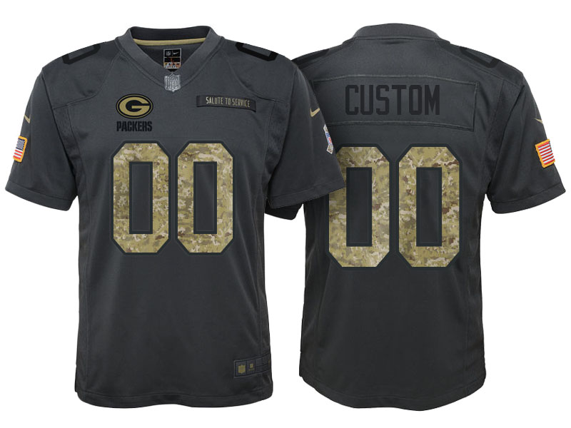 Youth Green Bay Packers Anthracite Customized Camo 2016 Salute to Service Jersey