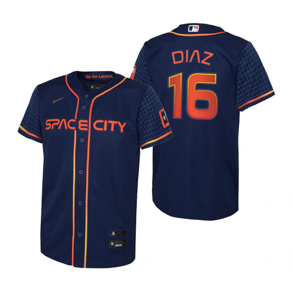 Youth Houston Astros #16 Aledmys Diaz Nike Navy 2022 City Connect Jersey