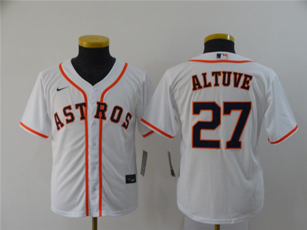 Youth Houston Astros #27 Jose Altuve Nike White Jersey