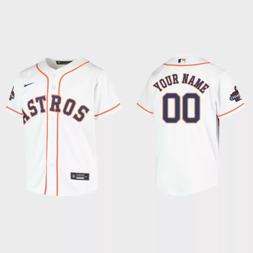 Youth Houston Astros Custom White 2022 World Series Champions Replica Jersey