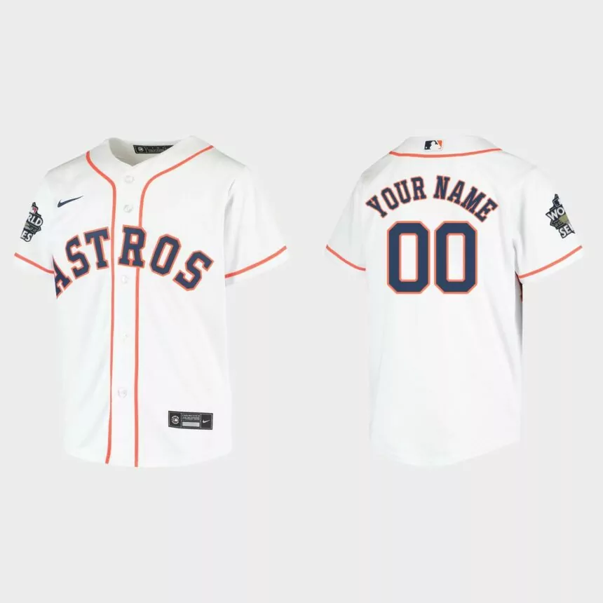 Youth Houston Astros Custom White 2022 World Series Replica Jersey