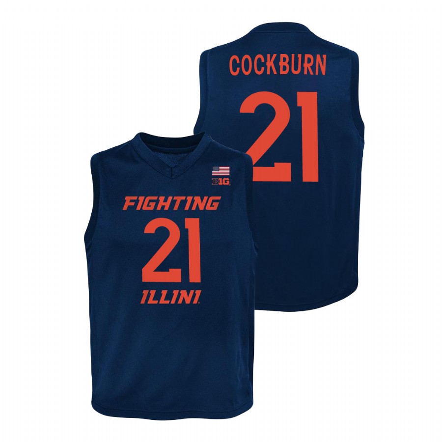 Youth Illinois Fighting Illini Kofi Cockburn Basketball Jersey Navy