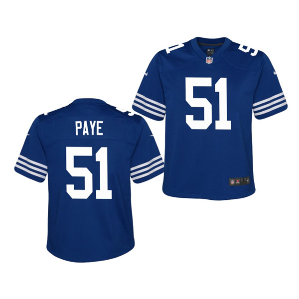 Youth Indianapolis Colts #51 Kwity Paye Nike Royal Alternate Retro Vapor Limited Jersey