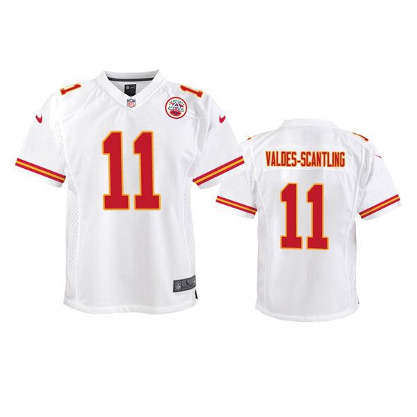 Youth Kansas City Chiefs #11 Marquez Valdes-Scantling White Stitched Limited Jersey
