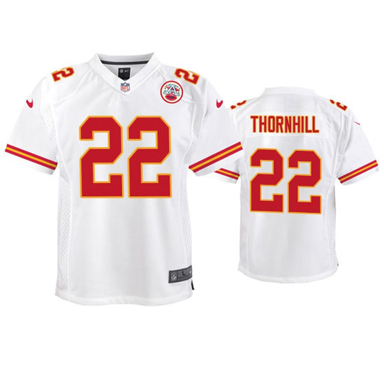 Youth Kansas City Chiefs #22 Juan Thornhil Nike White Limited Jersey
