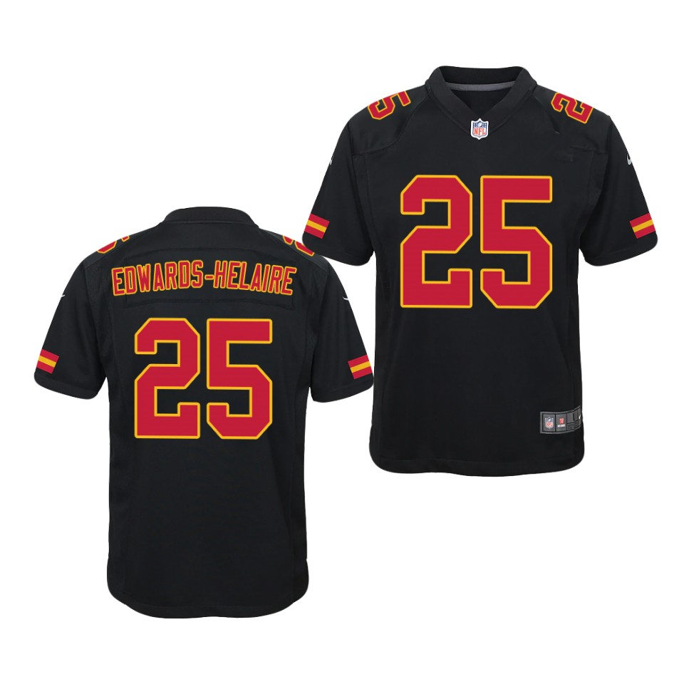Youth Kansas City Chiefs #25 Clyde Edwards-Helaire Nike Black Fashion Limited Jerse