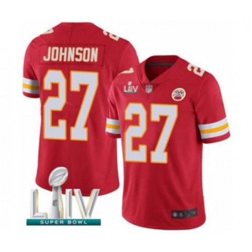 Youth Kansas City Chiefs #27 Larry Johnson Red Team Color Vapor Untouchable Limited Player Super Bowl LIV Bound Football Jersey