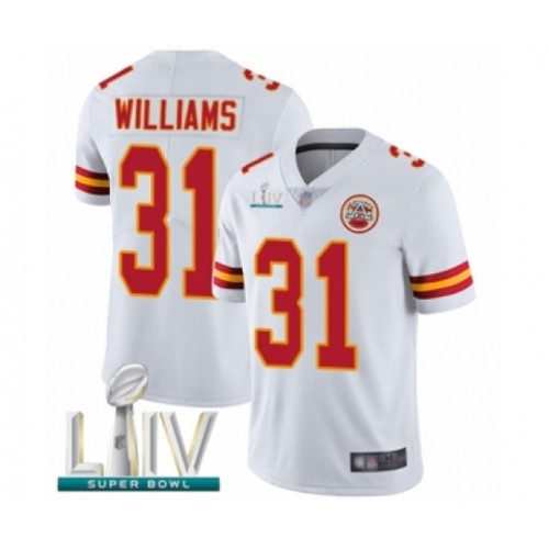 Youth Kansas City Chiefs #31 Darrel Williams White Vapor Untouchable Limited Player Super Bowl LIV Bound Football Jersey