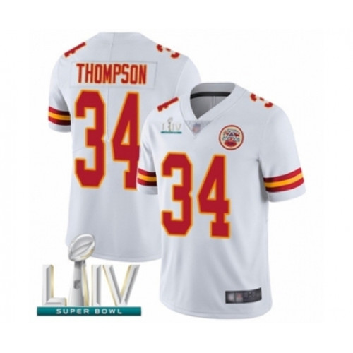 Youth Kansas City Chiefs #34 Darwin Thompson White Vapor Untouchable Limited Player Super Bowl LIV Bound Football Jersey