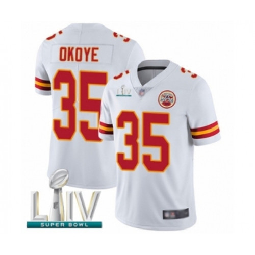 Youth Kansas City Chiefs #35 Christian Okoye White Vapor Untouchable Limited Player Super Bowl LIV Bound Football Jersey