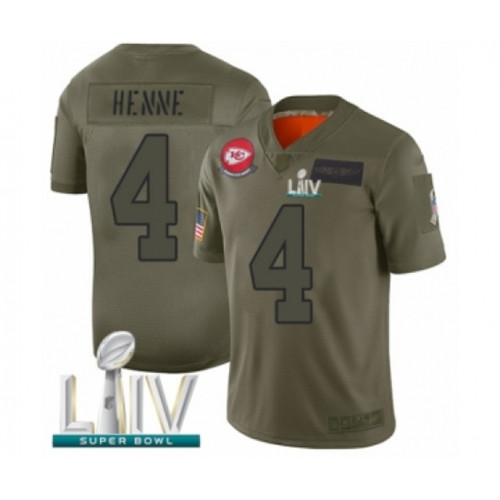 Youth Kansas City Chiefs #4 Chad Henne Limited Olive 2019 Salute to Service Super Bowl LIV Bound Football Jersey