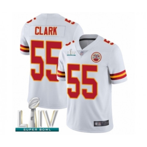 Youth Kansas City Chiefs #55 Frank Clark White Vapor Untouchable Limited Player Super Bowl LIV Bound Football Jersey