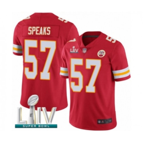 Youth Kansas City Chiefs #57 Breeland Speaks Red Team Color Vapor Untouchable Limited Player Super Bowl LIV Bound Football Jersey
