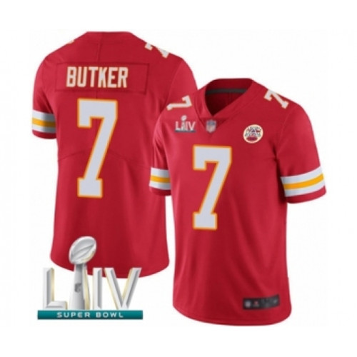 Youth Kansas City Chiefs #7 Harrison Butker Red Team Color Vapor Untouchable Limited Player Super Bowl LIV Bound Football Jersey
