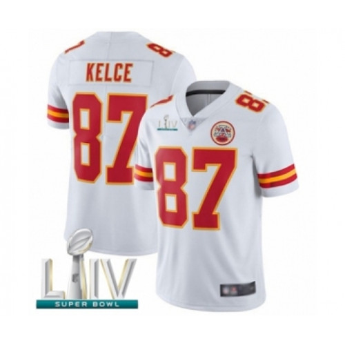 Youth Kansas City Chiefs #87 Travis Kelce White Vapor Untouchable Limited Player Super Bowl LIV Bound Football Jersey
