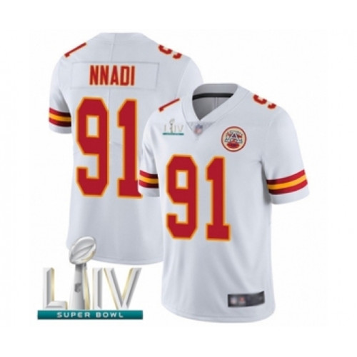 Youth Kansas City Chiefs #91 Derrick Nnadi White Vapor Untouchable Limited Player Super Bowl LIV Bound Football Jersey