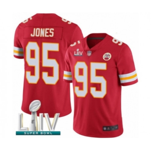 Youth Kansas City Chiefs #95 Chris Jones Red Team Color Vapor Untouchable Limited Player Super Bowl LIV Bound Football Jersey