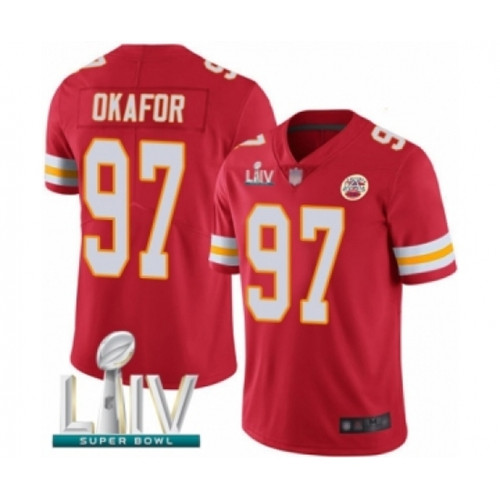 Youth Kansas City Chiefs #97 Alex Okafor Red Team Color Vapor Untouchable Limited Player Super Bowl LIV Bound Football Jersey