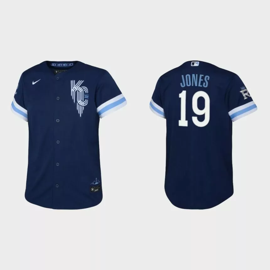 Youth Kansas City Royals JaCoby Jones Navy 2022 City Connect Replica Jersey
