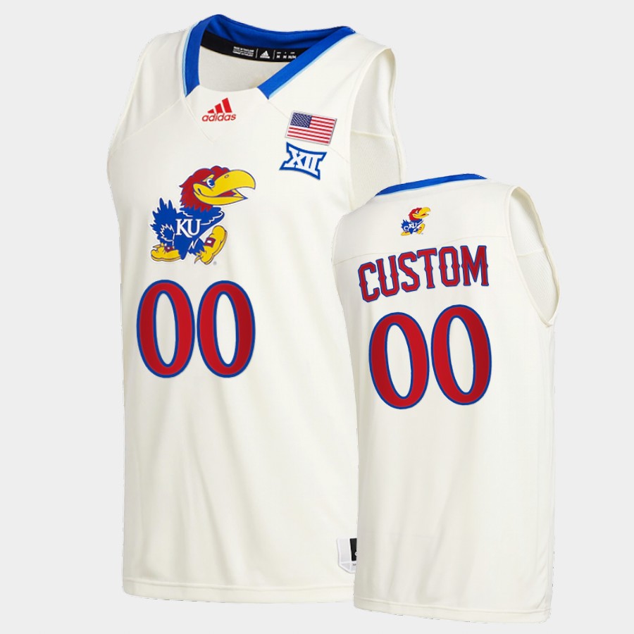 Youth Kansas Jayhawks Custom 2020-21 Cream College Basketball Game Jersey