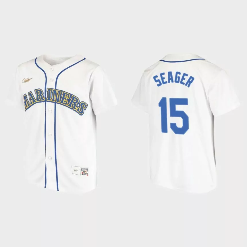 Youth Kyle Seager Seattle Mariners Home Cooperstown Collection Jersey – White