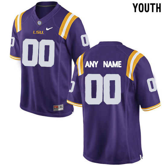 Youth LSU Tigers Custom Danielle Hunter Tae Provens Mannie Netherly Travin Dural Aaron Moffitt Nike Purple Football Jersey
