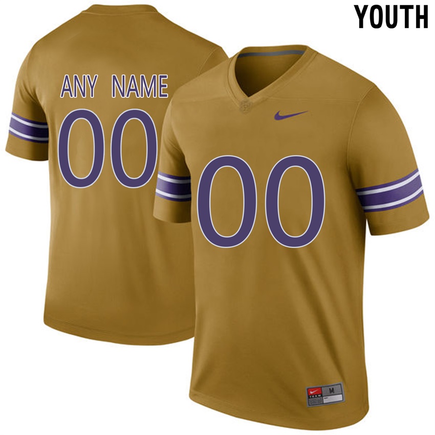 Youth LSU Tigers Gridiron Gold College Limited Throwback Football Customized Jersey