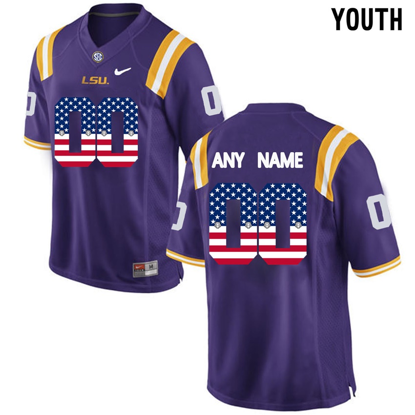 Youth LSU Tigers Purple College Football Custom Limited Jersey