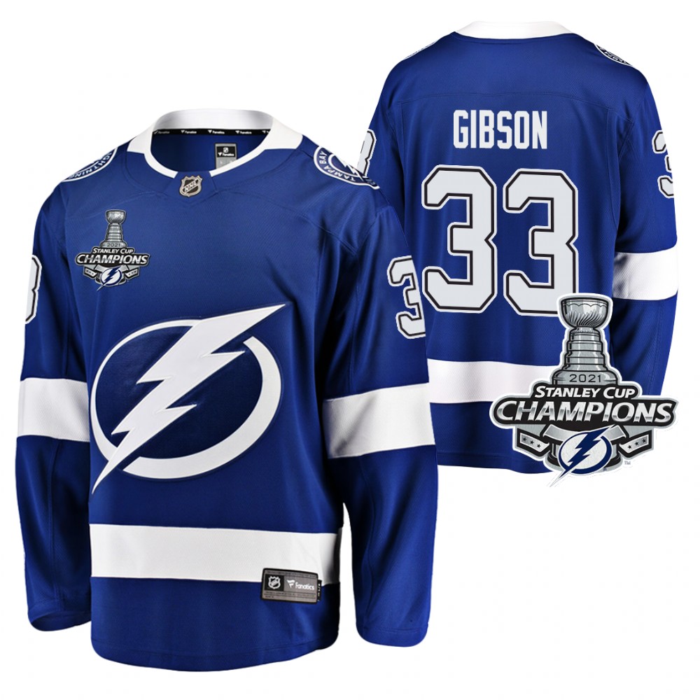 Youth Lightning 2021 Stanley Cup Champions Christopher Gibson Blue Jersey