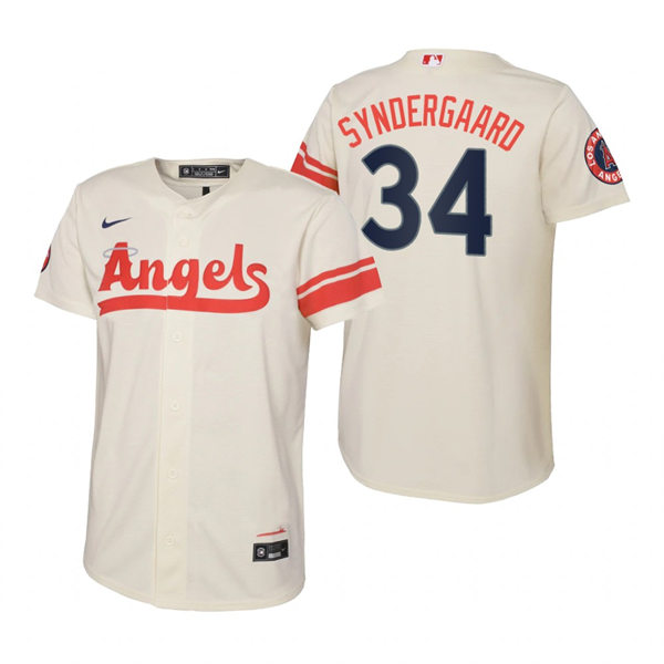 Youth Los Angeles Angels #34 Noah Syndergaard Cream Stitched 2022 City Connect Jersey