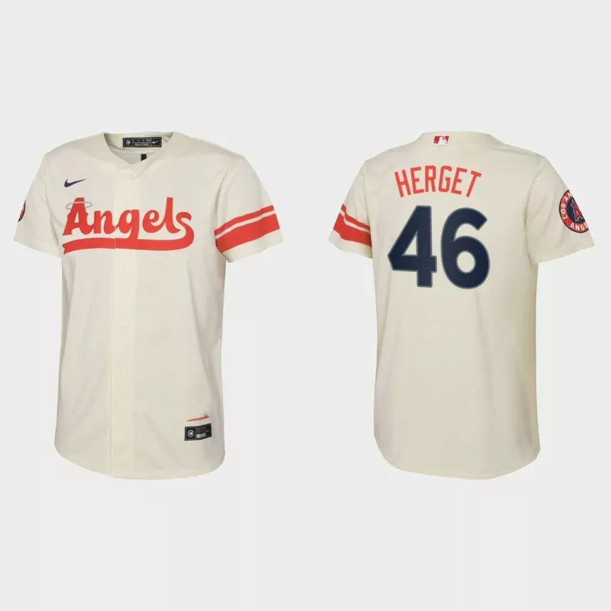 Youth Los Angeles Angels Jimmy Herget Cream 2022 City Connect Replica Jersey