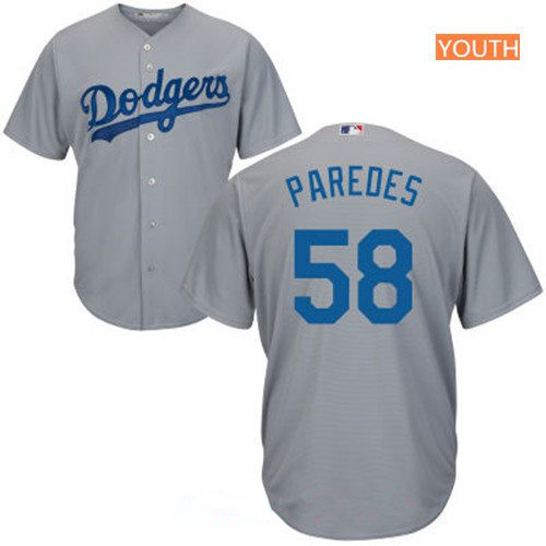 Youth Los Angeles Dodgers #58 Edward Paredes Gray Stitched MLB Majestic Cool Base Jersey 