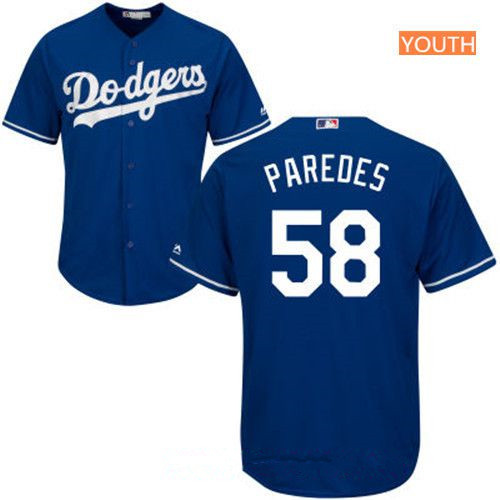 Youth Los Angeles Dodgers #58 Edward Paredes Royal Blue Stitched MLB Majestic Cool Base Jersey 