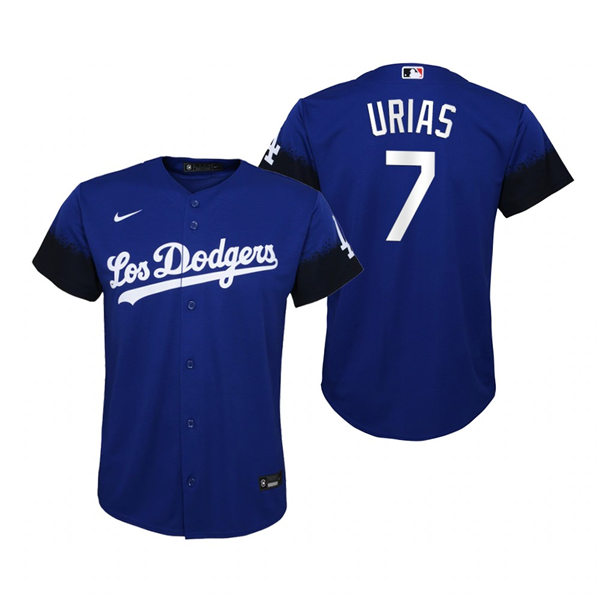 Youth Los Angeles Dodgers #7 Julio Urias Nike Royal 2021 MLB City Connect Jersey1