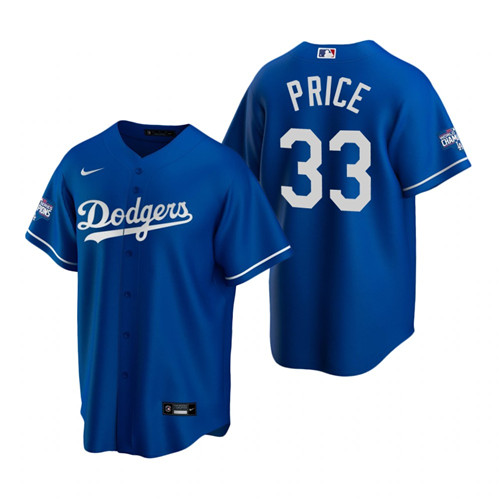 Youth Los Angeles Dodgers 33 David Price Royal 2020 World Series Champions Replica Jersey