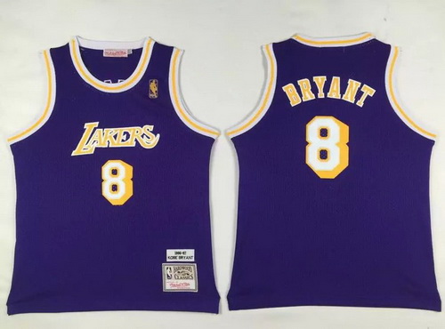 Youth Los Angeles Lakers #8 Kobe Bryant Purple Hardwood Classics Soul Swingman Throwback Jersey