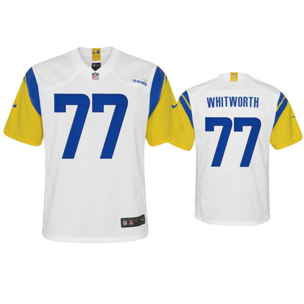 Youth Los Angeles Rams #77 Andrew Whitworth 2021 Nike White Modern Throwback Jersey